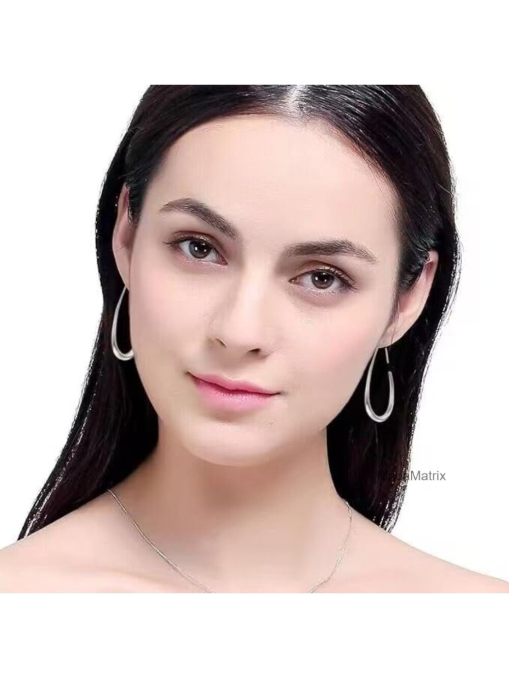 14k Gold Plated Sterling Silver Teardrop Hoop Earrings Large Oval Pull Through - Picture 5 of 6